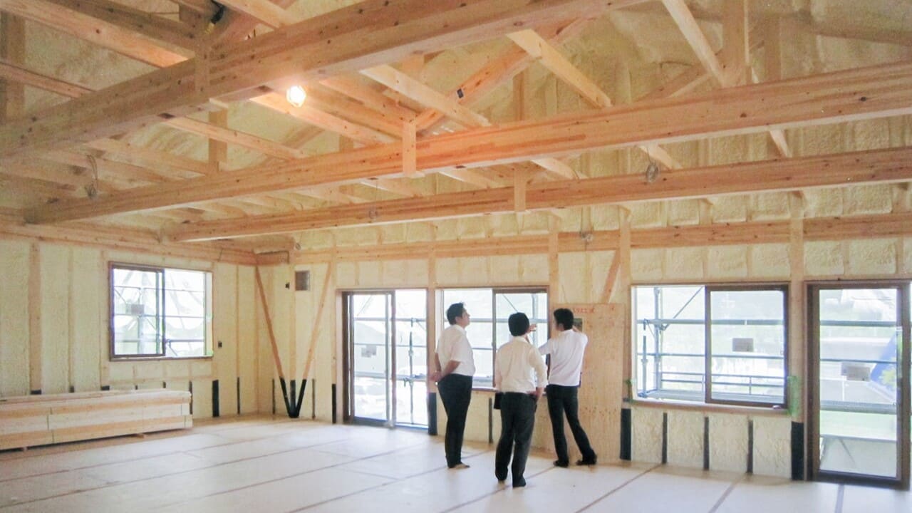 工事中の構造見学会会場となる見学会当日のイメージ写真（恵那市 構造見学会））